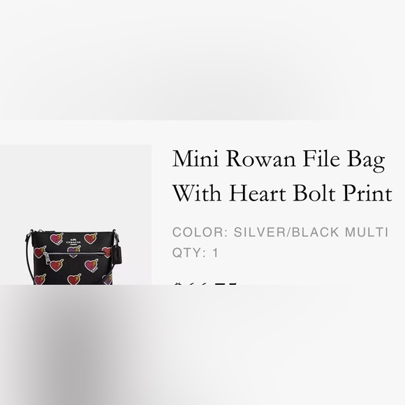Coach Flying Heart Print Mini Rowen File bag black Crossbody 8.25x8.25x1.25 - Picture 4 of 9